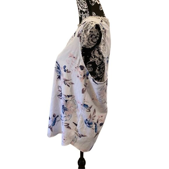 Floral Satin Cami Tank Top Relaxed Fit Summer Coastal Beach Formal - Picture 3 of 14